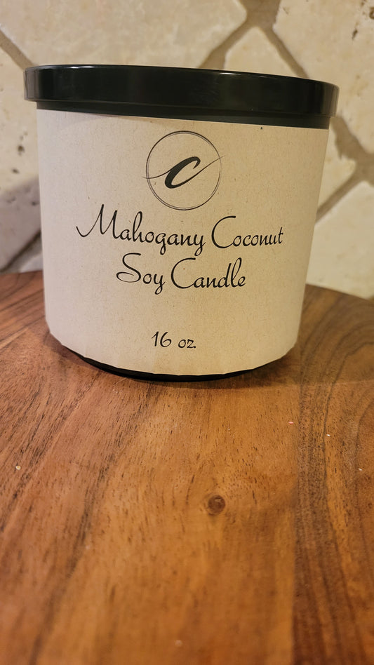 16 oz. 3 wick Mahogany Coconut Soy Candle